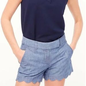 Jcrew chambray scalloped edge shorts